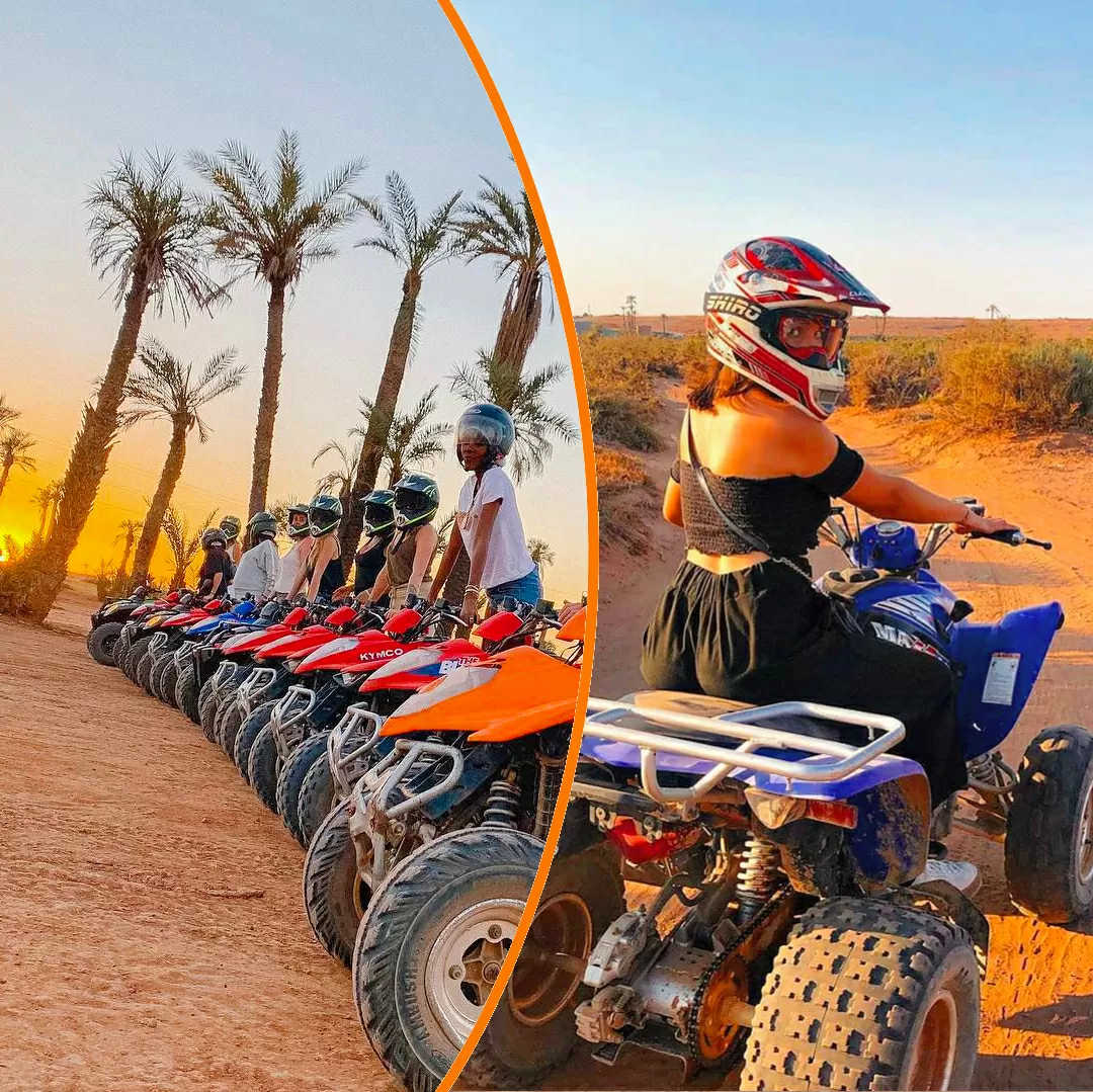 Quad in the desert palm grove Marrakech